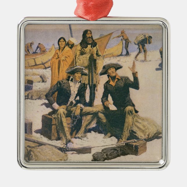 Ornamento De Metal Lewis e Clark no Rio Columbia (Frente)