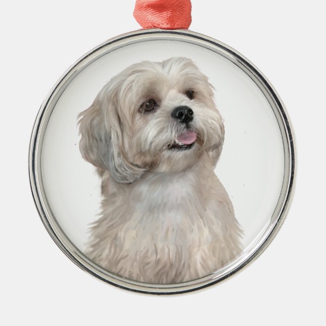Ornamento De Metal Lhasa Apso (C) - Dourado claro (Frente)