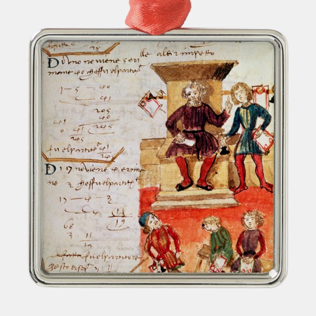 Ornamento De Metal Lição da matemática, de um tratado matemático (Frente)