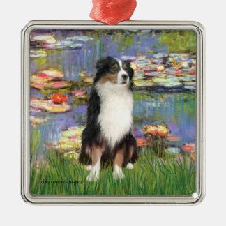 Ornamento De Metal Lilies 2 - Tri Australian Shepherd