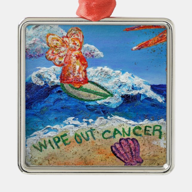 Ornamento De Metal Limpar Cancer Anjo (Frente)