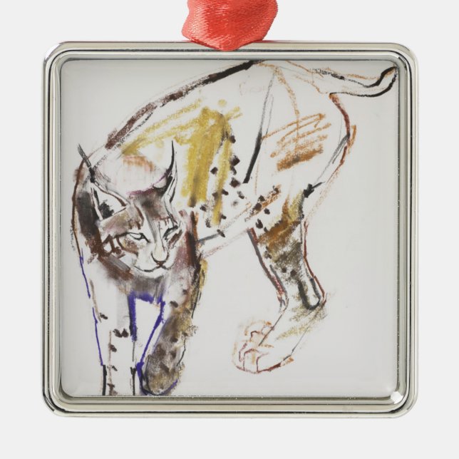 Ornamento De Metal Lince europeu (Frente)