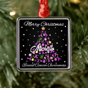 Ornamento De Metal Linda árvore de Natal de Fita Rosa