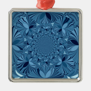 Ornamento De Metal Linda e Iridescente Arte Caleidoscópica Azul