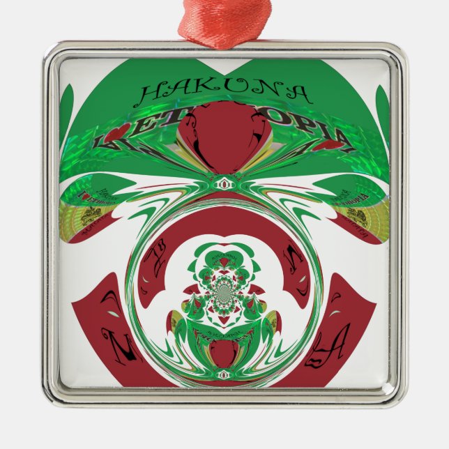 Ornamento De Metal Linda Etiópia Adorável Hakuna Matata Eu Amo Hea (Frente)