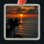 Ornamento De Metal Linda Sunset de Cancun<br><div class="desc">Belo pôr do sol de Cancun com palmeiras tropicais fotografia paisagística</div>