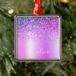 Ornamento De Metal Lingueta Roxa Monograma Nome Luxury Girly<br><div class="desc">Folha Roxa Folha Metálica Espumante Metálico Brilhante Bruto Monograma Enfeites de natal de Nome. Isto faz o doce e perfeito aniversário de 16 anos,  casamento,  chá de panela,  aniversário,  chá de fraldas ou festa de solteira presente para alguém que ama luxo de luxo e estilos quíticos.</div>