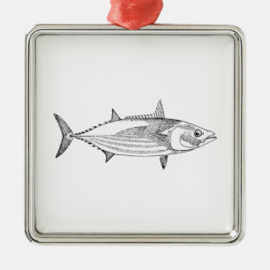 Ornamento De Metal Linha arte dos peixes de atum do vintage