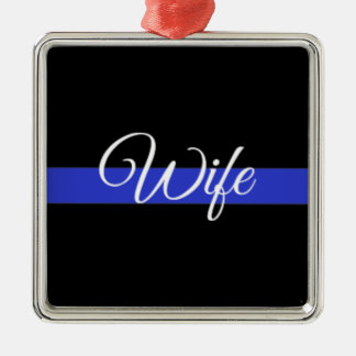 Ornamento De Metal Linha Azul Fino: Esposa da Polícia