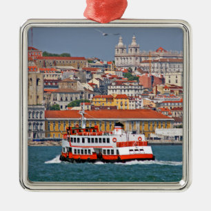 Ornamento De Metal Linha do horizonte de Lisboa com o velho ferry no