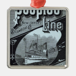 Ornamento De Metal Linha dos povos do mapa de navios