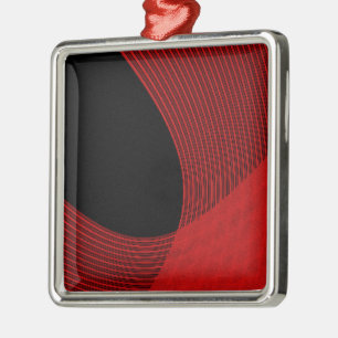 Ornamento De Metal Linhas Modernas Vermelho e Preto