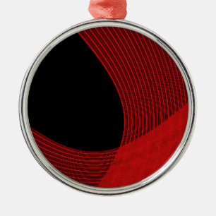 Ornamento De Metal Linhas Modernas Vermelho e Preto