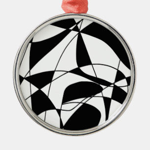 Ornamento De Metal Linhas pretas e brancas, padrão impressão de cor d