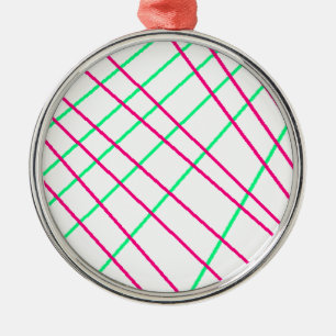 Ornamento De Metal Linhas Verdes Rosa, Arte Infantil, Pintura Geométr