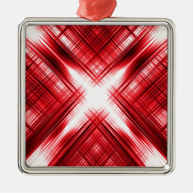 Ornamento De Metal Linhas vermelhas cruzadas (Frente)