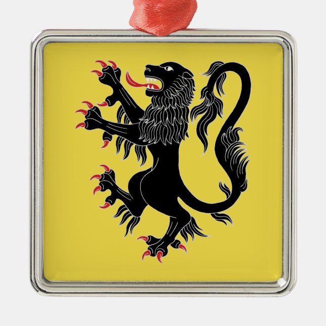 Ornamento De Metal Lion Rampant Sable (Frente)
