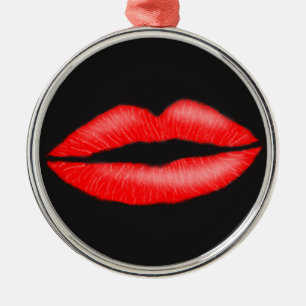 Ornamento De Metal Lipstick Red Seductive Female Lábios Ornament
