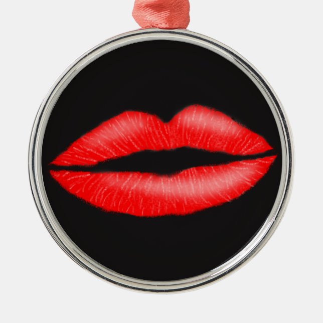 Ornamento De Metal Lipstick Red Seductive Female Lábios Ornament (Frente)