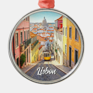 Ornamento De Metal Lisboa Portugal Pantheon Alfama Watercolor
