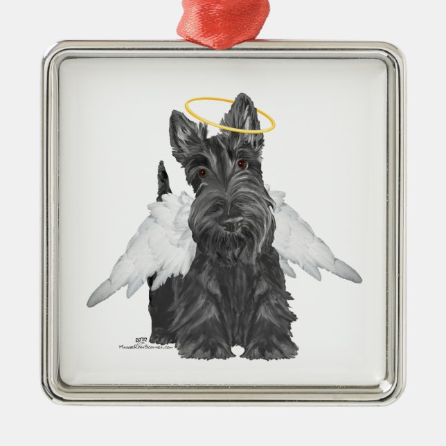 Ornamento De Metal Little Scottie Angel (Frente)
