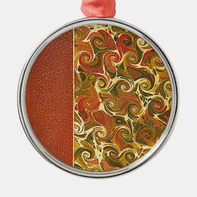 Ornamento De Metal Livro Antiquado Elegante, Padrão de espiral do Orn (Frente)