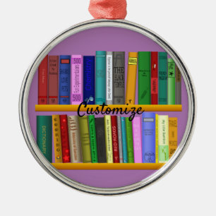Ornamento De Metal Livros sobre prateleiras Thunder_Cove