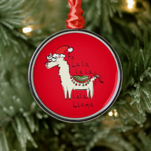 Ornamento De Metal Llama Christmas Kids é engraçado