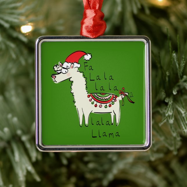 Ornamento De Metal Llama Christmas Kids é engraçado (Árvore)