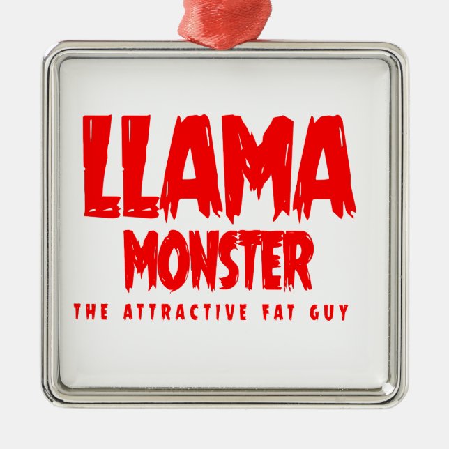 Ornamento De Metal Llama Monster Red Logo (Frente)