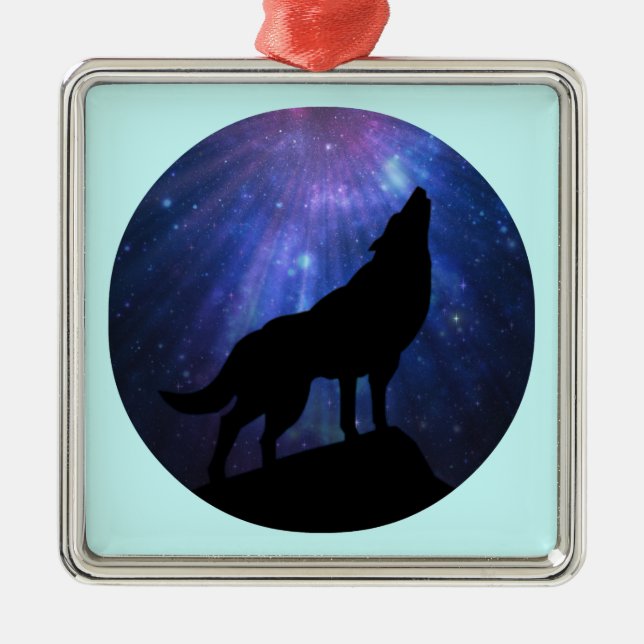 Ornamento De Metal Lobo Celestial (Frente)