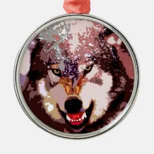 Ornamento De Metal Lobo na neve