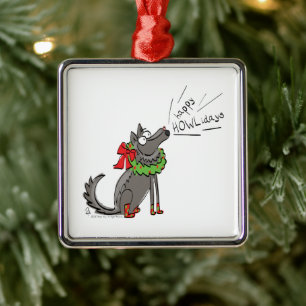 Ornamento De Metal Lobo Natal Engraçado Crianças Bonitas
