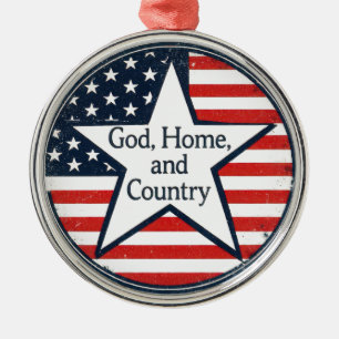 Ornamento De Metal Logotipo patriota dos EUA Deus Home Country, bande