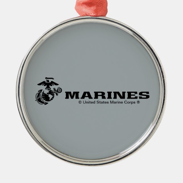 Ornamento De Metal Logotipo preto empilhado do USMC (Frente)
