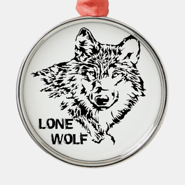 Ornamento De Metal Lone Wolf Sketch (Frente)