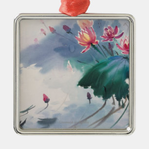 Ornamento De Metal Lotus na lagoa