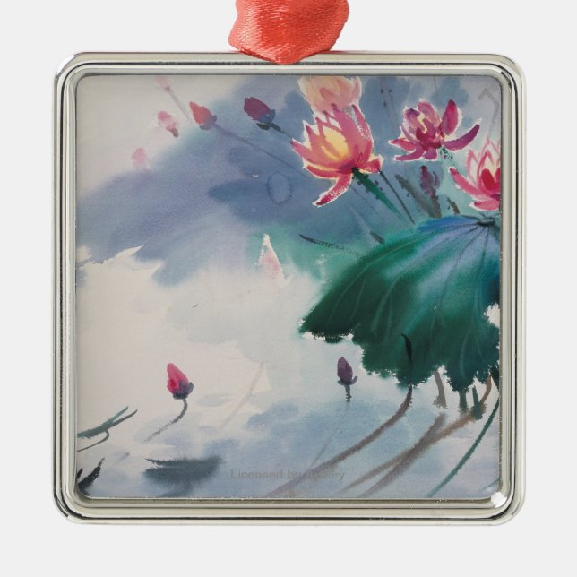 Ornamento De Metal Lotus na lagoa (Frente)