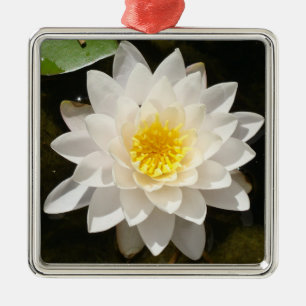 Ornamento De Metal Lotus Waterlily Branco Flutuante 