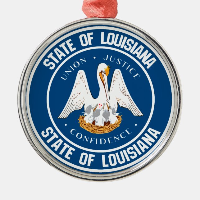 Ornamento De Metal Louisiana Round Emblem (Frente)