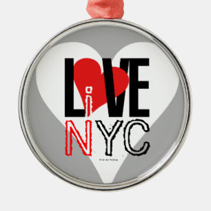 Ornamento De Metal Love NYC Live In NYC Ornament Cinza