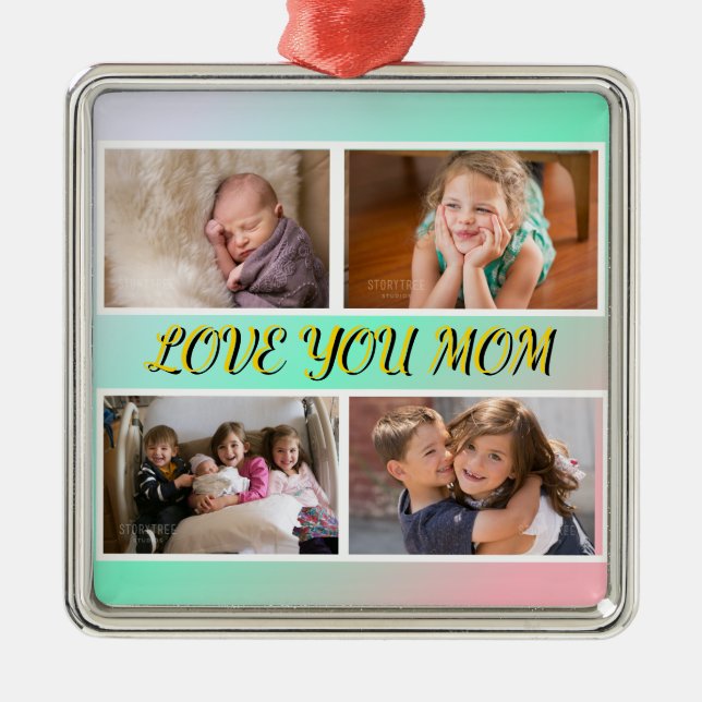 Ornamento De Metal Love You Mom Pastel Tribute Keepsake (Frente)