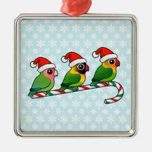 Ornamento De Metal Lovebird Candy Cane
