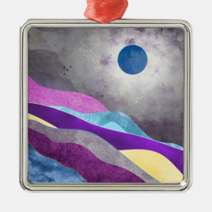 Ornamento De Metal Lua Azul