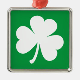 Ornamento De Metal Lucky Irish Shamrock | Verde e branco