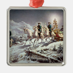 Ornamento De Metal Ludwig II de Baviera Sleighing na noite