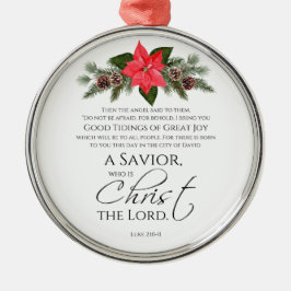 Ornamento De Metal Luke 2:10-11 Bons Tidings Poinsettia Natal
