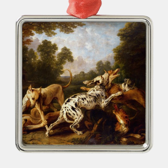 Ornamento De Metal Luta dos cães (por Frans Snyders) (Frente)
