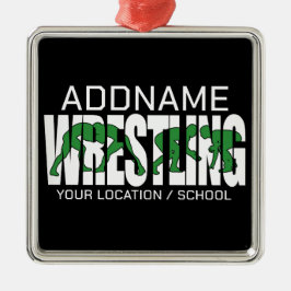 Ornamento De Metal Luta Equipe ADD TEXT School Varsity Wrestler