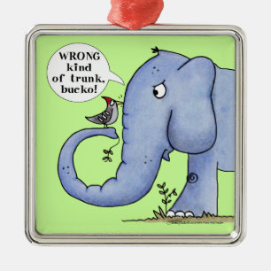 Ornamento De Metal Má compreensão do elefante e do pica-pau